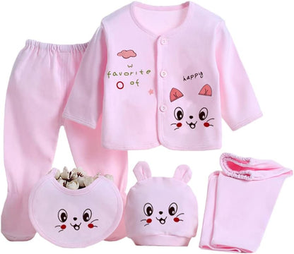 5 Stück Neugeborenen 0-3 M Jungen Mädchen Baby Baumwolle Kleidung Tops Hut Hosen Anzug Outfit Sets Eine Größe