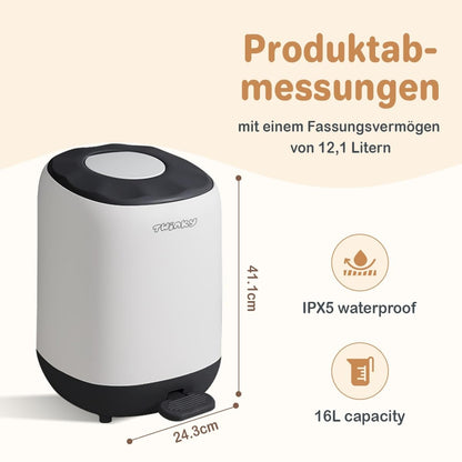 Twinky Geruchsdichter Windeleimer für Babys – Windeleimer ohne Kassette – Platzsparender Windelbehälter mit Deckel – Einfach zu benutzen & reinigen – Für normale Müllbeutel (Gris)
