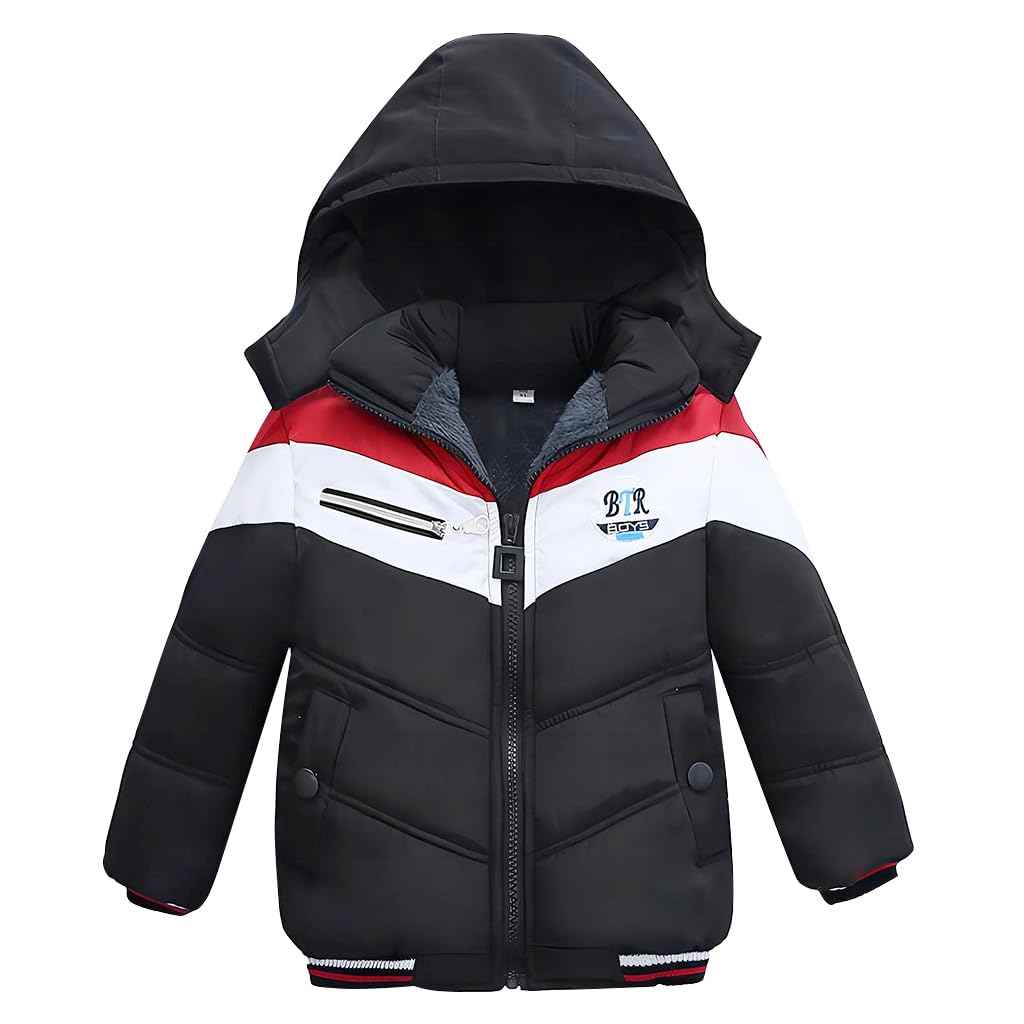linboo Winter Jacket Boys Children's Parka Jacket Lined Winter Coat with Removable Hood Thick Quilted Jacket Baby Warm Outdoor Jacket