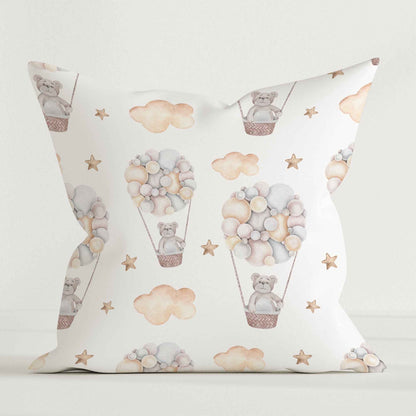 “Bärlis Ballonfahrt” Premium Kinder Dekokissen