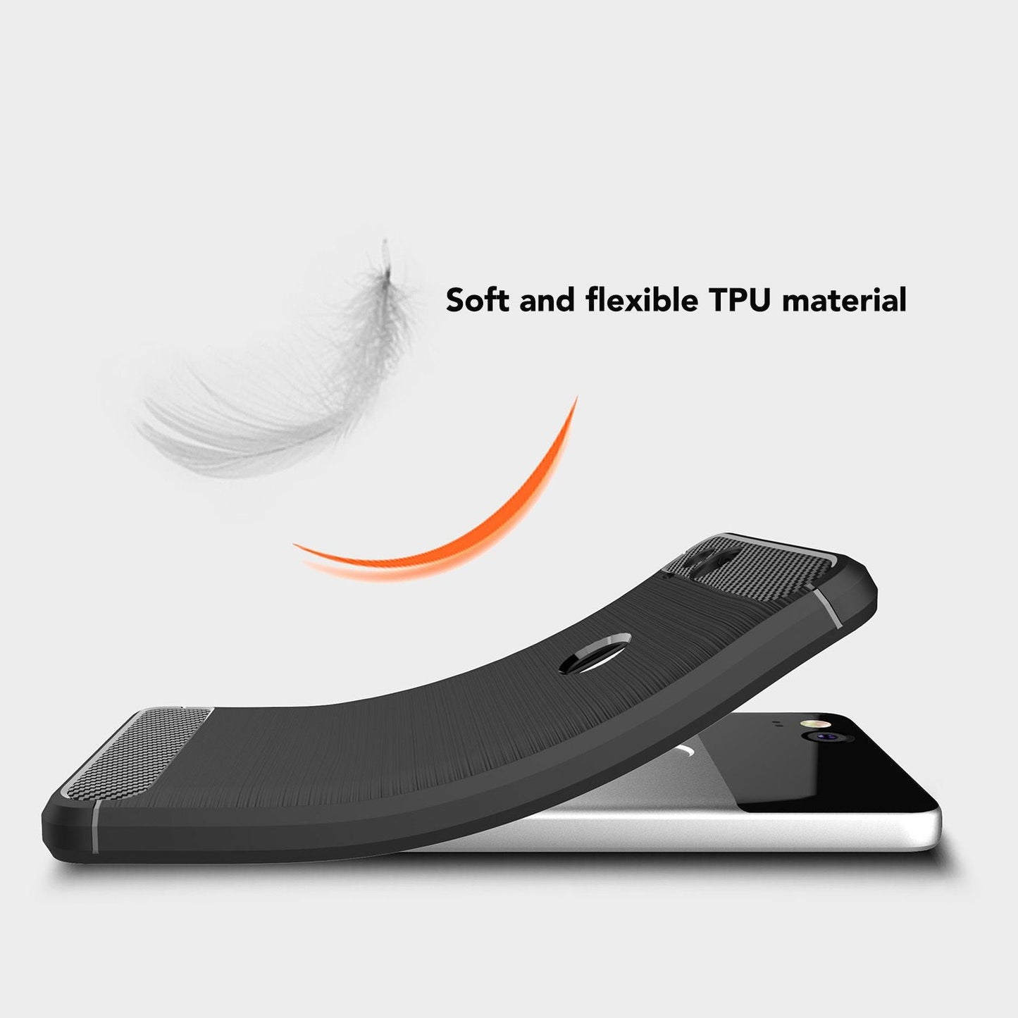 NALIA Silikonhülle für Google Pixel 2 – Rutschfest & Matt – VORTEX (Gebürstete Optik & Carbon Design) – Marke aus Berlin