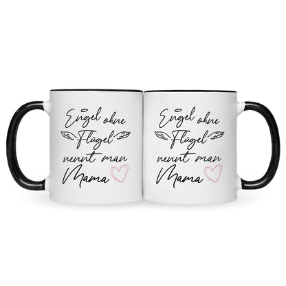 Bedruckte Tasse mit Spruch Engel ohne Flügel