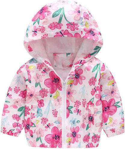 KQIVAM Children's Rain Jacket Transition Jacket Waterproof Outdoor Jacket Windproof with Hood Waterproof Jacket for Children Unisex Rainwear for Girls and Boys 