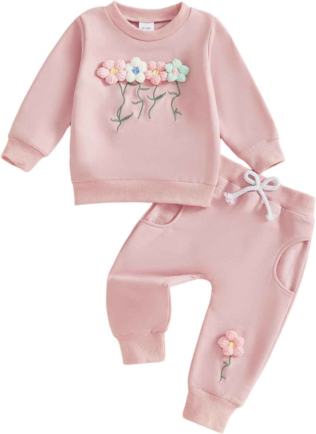 Beauace 2pcs Baby Girl Clothes 3D Floral Print Outfit Long Sleeve Shirt + Trousers Newborn Baby Clothing Clinder Autumn Baby Set