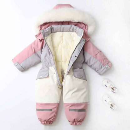 linboo Snowsuit Baby Romper Children Boys Jumpsuit Ski Suit Jumpsuit with Hood Girls One Piece Down Jacket Lined Winter Snow Overall