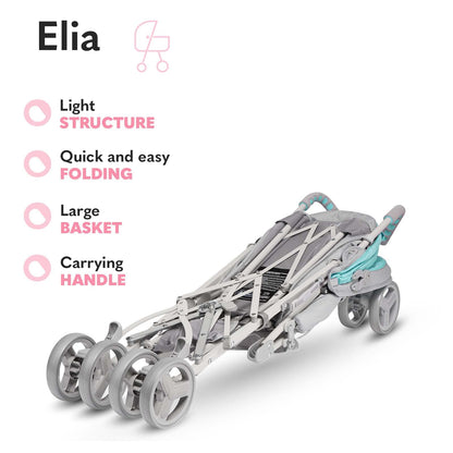 LIONELO Elia Buggy Small Foldable Pushchair up to 15 kg, Back and Footrest Adjustment, Rear Wheel Brake, Mosquito Net, Shopping Basket - Meloni2