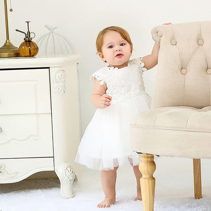 Baby Mädchen Weiße Taufe Kleid mit Kapuze Neugeborene Taufe Kleid Spitze Kleid für Hochzeit Geburtstag