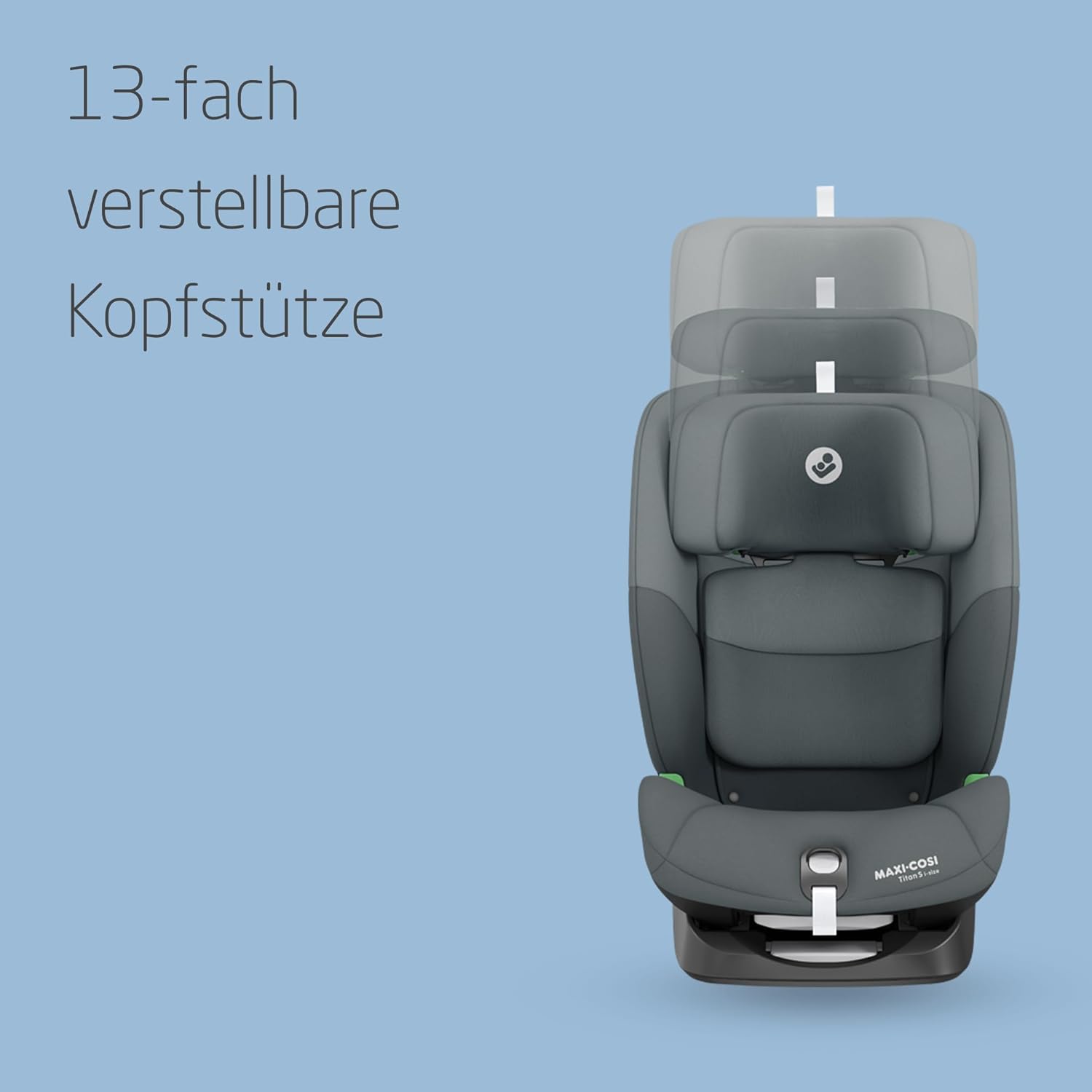 Maxi-Cosi Titan S i-Size, Child Car Seat, 15 months-12 years (76-150cm), ISOFIX Car Seat, 5 Recline Positions, 13 Headrest Positions, G-CELL Protection, 5-Point Safety Harness, Tonal Graphite - Meloni2
