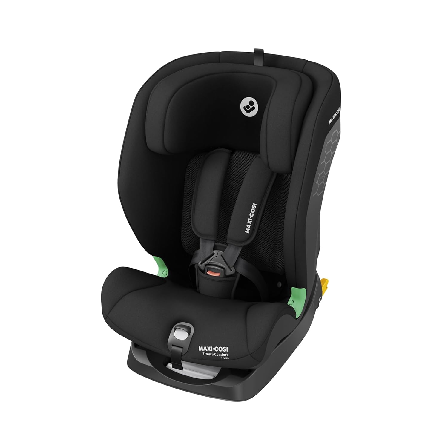Maxi-Cosi Titan S Comfort i-Size, atmungsaktive Komfortstoffe, mitwachsender Kindersitz, 15 Monate–12 Jahre (76–150 cm), ISOFIX Kindersitz Auto, 5 Sitzposition & 13 Kopfstützenstufen, Authentic Black - Meloni2