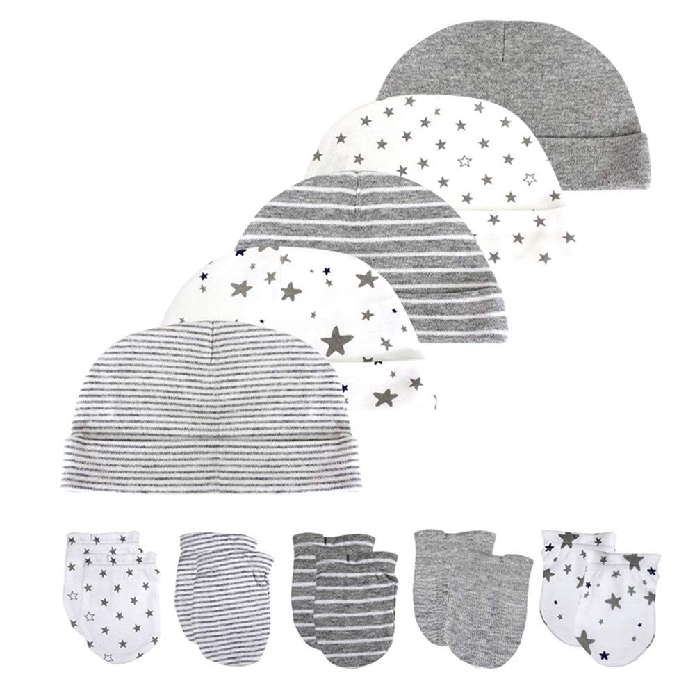 Kiddiezoom Baby-Body, Hose, Kleinkinder, Einteiler, Kleidung, Set, Outfits, für Jungen und Mädchen, Baumwollkappen, Kratzfäustlinge