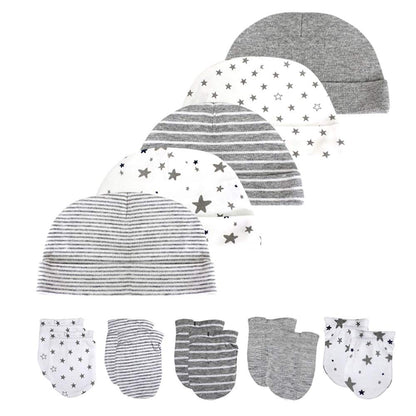 Kiddiezoom Baby-Body, Hose, Kleinkinder, Einteiler, Kleidung, Set, Outfits, für Jungen und Mädchen, Baumwollkappen, Kratzfäustlinge