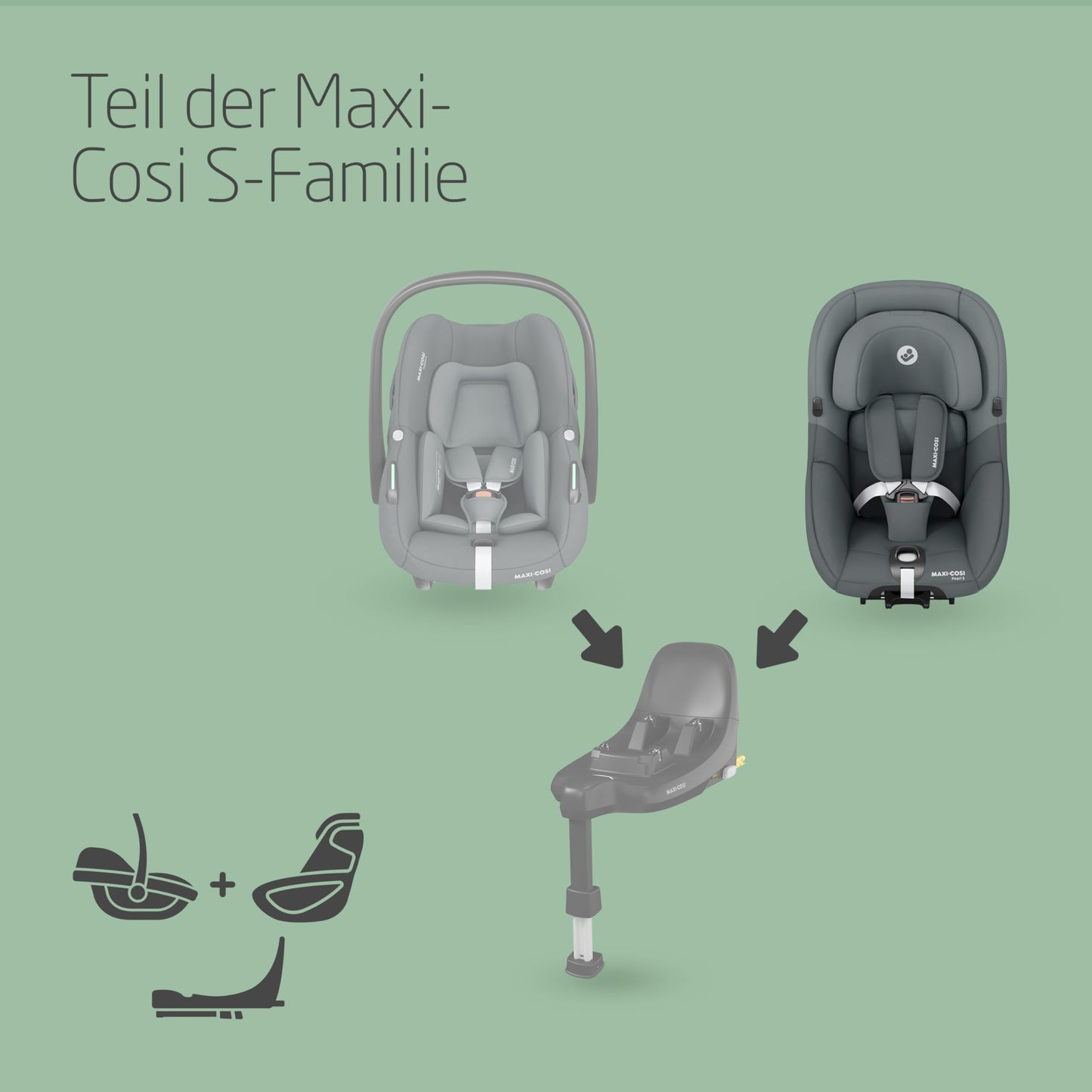Maxi-Cosi Pebble i-Size, Babyschale, 0–15 Monate, 0–13 kg, 40–83 cm, leichter i-Size Kindersitz, Click&Go-Installation, G-CELL Seitenaufprallschutz, Sitzverkleinerer, Tonal Black - Meloni2