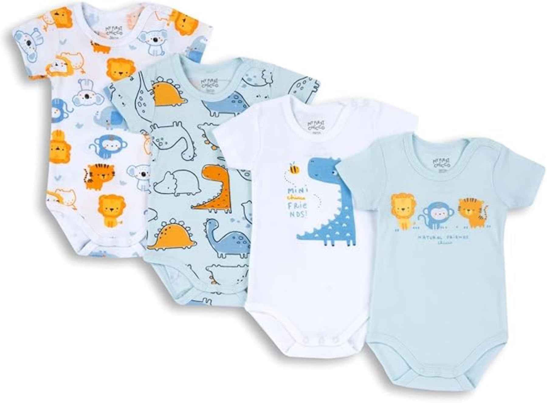 Chicco Unisex Baby Set Kurzarm Bodys aus Baumwolle Body (4er Pack)