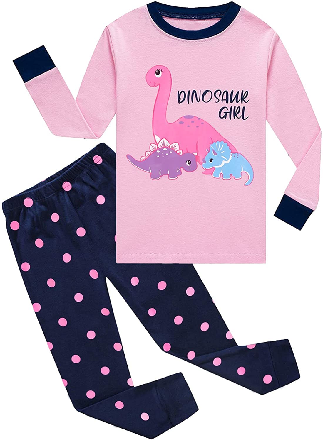 EULLA Children's Girls' Pyjamas Long Sleeve Cotton Winter Pyjama Set Unicorn Princess Dino Rabbit Owl Two Piece Sleepwear 1-10 Years 92 98 104 110 116 122 128 134 140