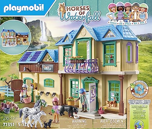 PLAYMOBIL Horses of Waterfall 71351 Waterfall Ranch, magisches Wasserfall-Paradies für Pferdefreunde, nachhaltiges Spielzeug für Kinder ab 5 Jahren