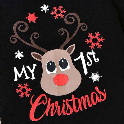 Asmea Baby Christmas Outfit Girls My First Christmas Outfit Newborn Christmas Clothing Christmas Baby Outfit Newborn Set Christmas Clothes Baby Romper + Trousers + Headband 0-18 Months