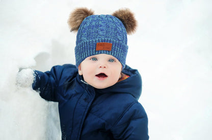 LINSOCLE 3-in-1 Children's Winter Hat Scarf Gloves Set, Knitted Hat Baby Hat Children's Hat Set, Boys Warm Winter Hat Beanie Hat Gloves Round Scarf Set for Children 2-6 Years 
