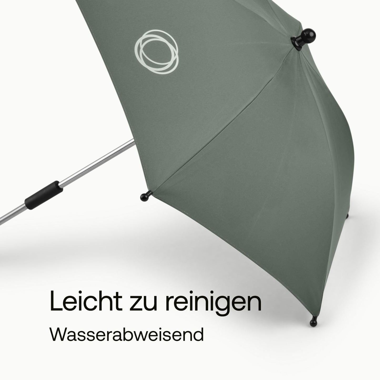 Bugaboo Sonnenschirm+, kompatibel mit allen Bugaboo Kinderwagen, mit UPF 50+ Schutz gegen UV-Strahlen, große Schattenfläche, Verbindung mit einem Klick & leicht verstellbarer Mechanismus, Desert Taupe