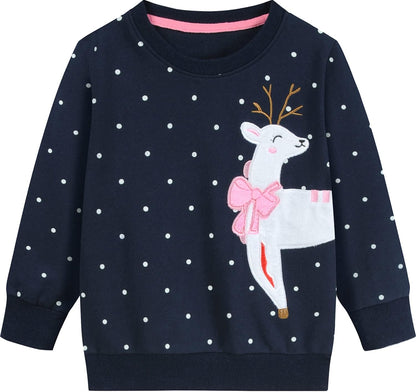 EULLA Kinder Mädchen Jungen Weihnacht Pullover Sweatshirt Weihnachtsoutfit Weihnachtspuli Christmas Xmas Rentier Weihnachtsmann Weihnachtskleidung 92 98 104 110 116 122