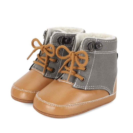LACOFIA Baby Boys Cowboy Winter Boots Toddler Non-Slip Laces Snow Boots