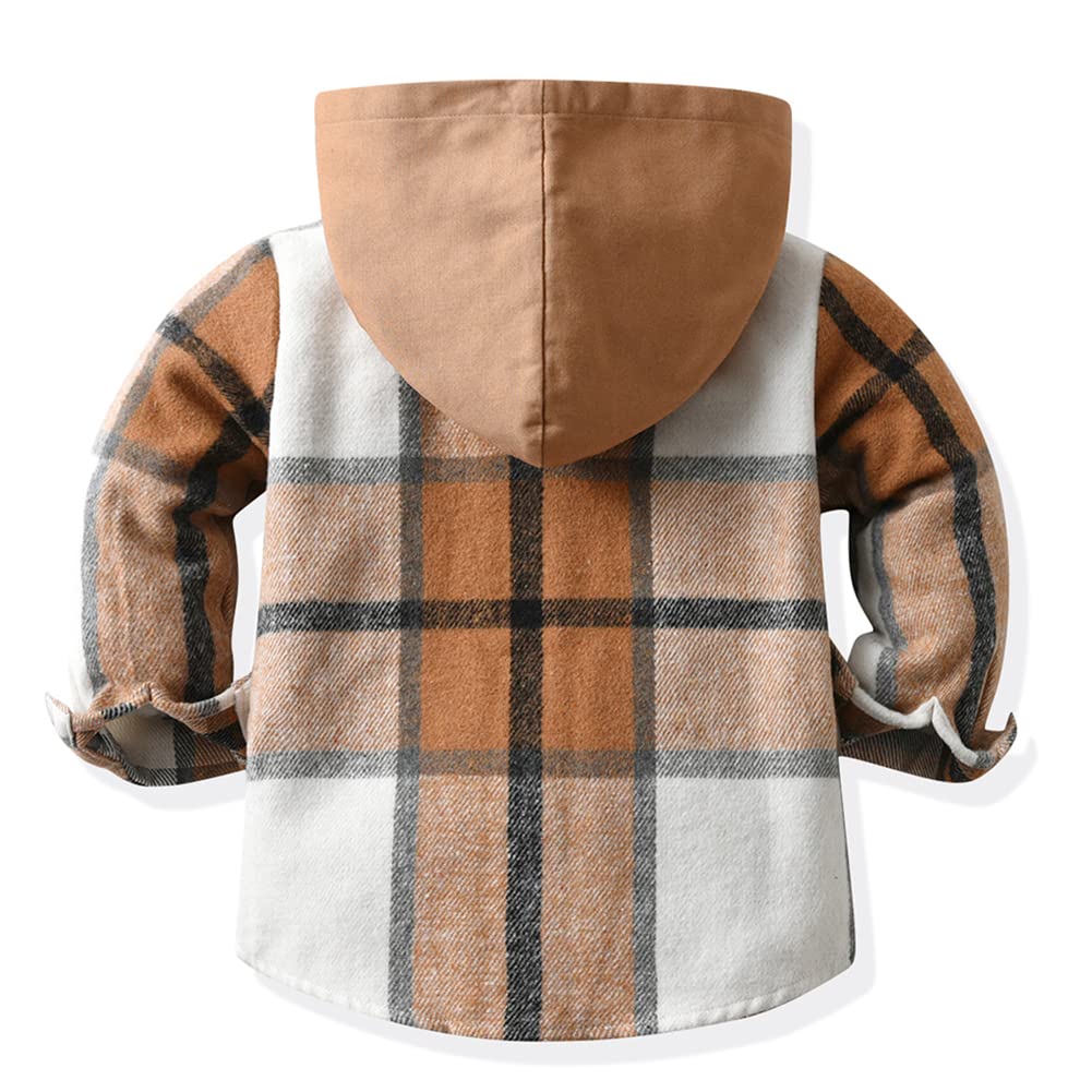Kinder Übergangsjacke Jungen Kindermantel Mädchen Jacke Kariertem Hemd mit Kapuze für Frühling und Herbst