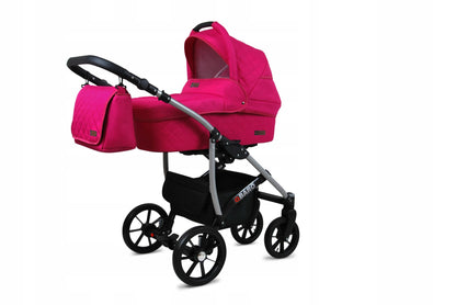 BabyLux® Bambimo Qbaro 3-in-1 Pushchair Set Including Baby Carrycot, Buggy Sports Seat, Car Seat - Car Seat - Pram Set - Combination Pram with Changing Bag, Rain Cover etc. 