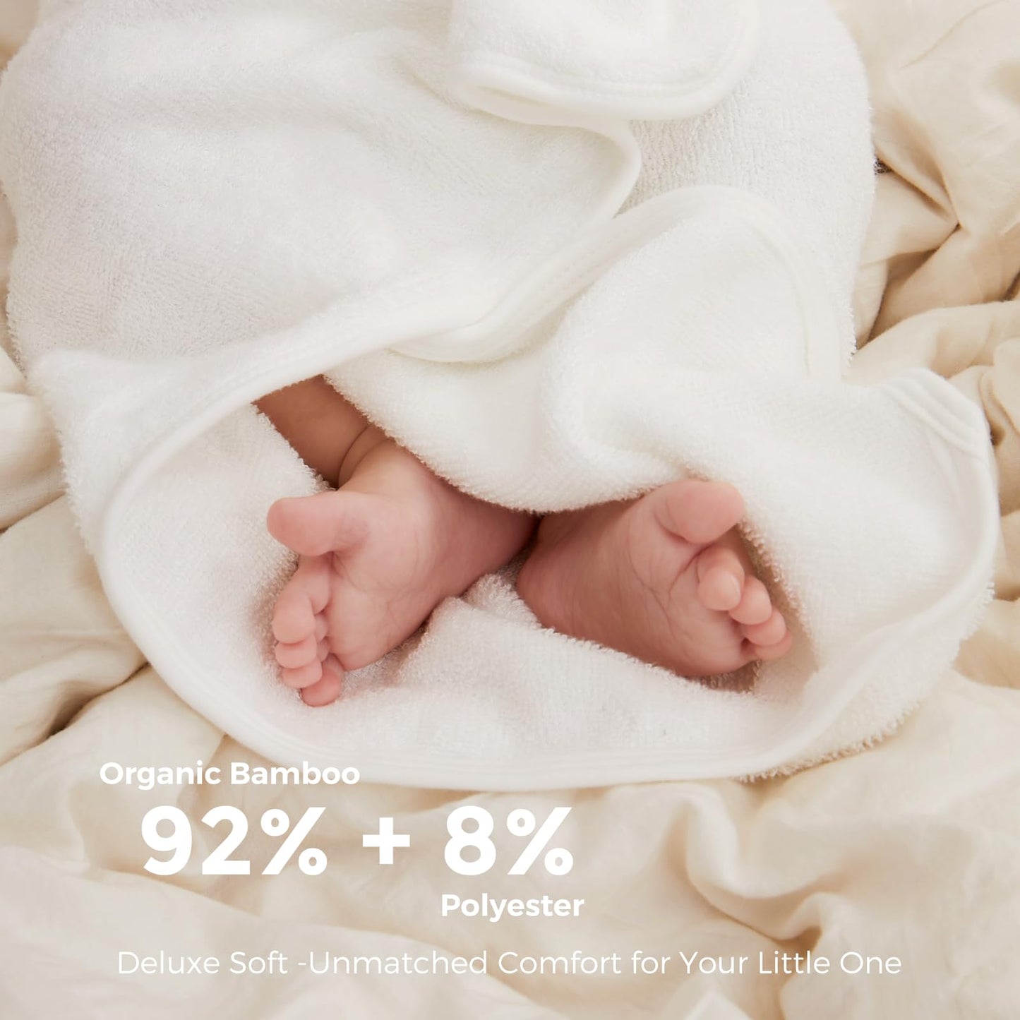 Momcozy Bambus Baby Badetücher Set 5er Pack, Babyhandtuch mit Kapuze , Waschlappen 3 Stück, Baby Bad Handschuh 1 Stück, Extrem Weich, Atmungsaktiv, Geeignet für Mädchen und Jungen