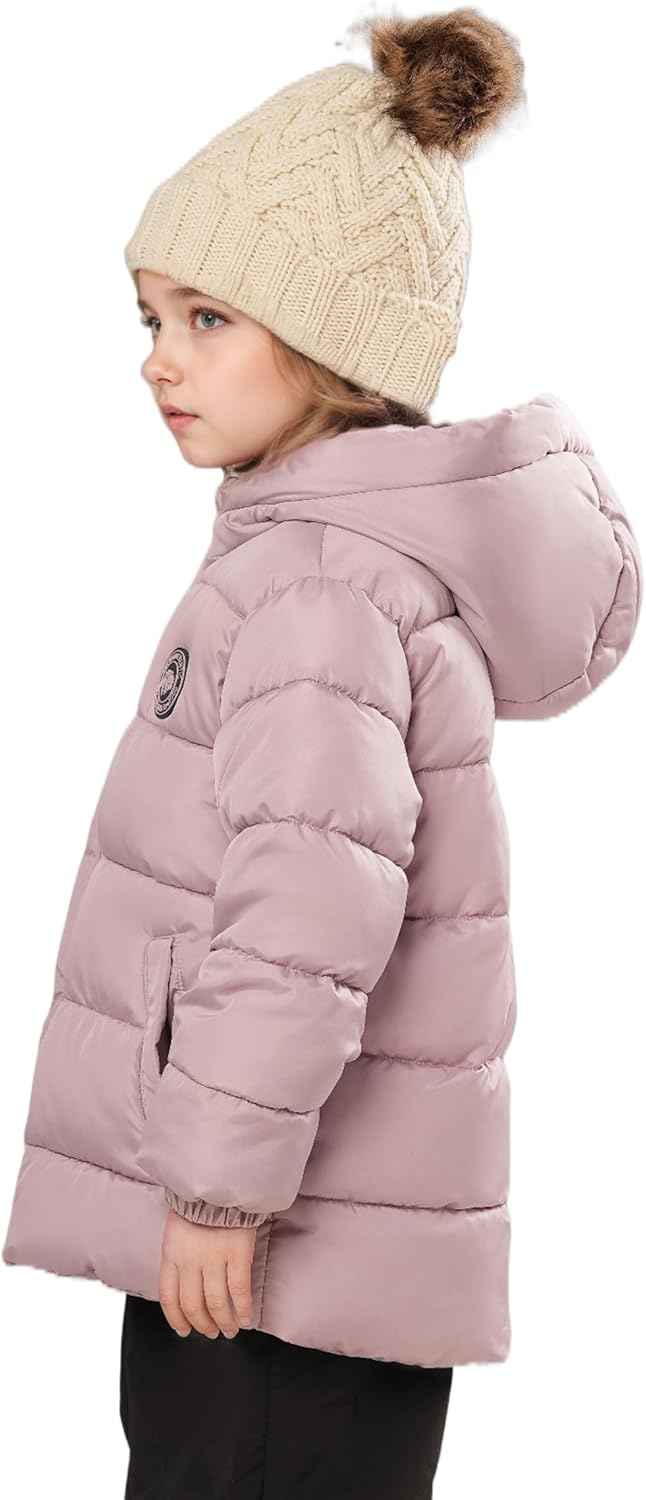 Sunny Sprout Winter Jacket with Hood for Toddlers, Heavy-Lined Puffer Jacket for Girls with Windproof Sleeves
