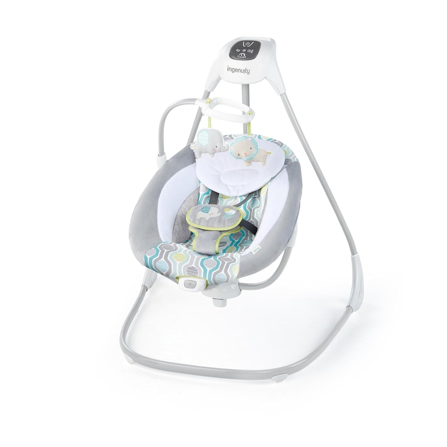 Ingenuity, Everston Babyschaukel, 180° drehbar, 3 Schaukelrichtungen und 6 -geschwindigkeiten, spielt 8 Melodien und weißes Rauschen, ab der geburt bis 9kg