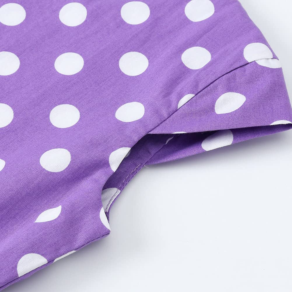 FYMNSI Girls Vintage 1950s Rockabilly Dress Party Dresses Retro Polka Dot Floral Pattern A-Line Party Dresses Pleated Skirt Knee Length for 4-12 Years 