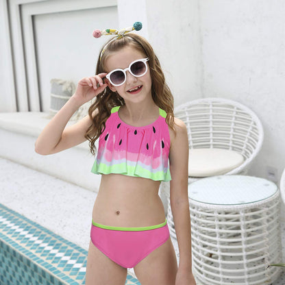 DUSISHIDAN Bikini Kinder Mädchen Zweiteiliger Bademode Süß Badeanzug Zurück überqueren Sommer Swimsuit 110-176