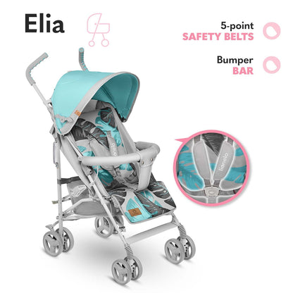 LIONELO Elia Buggy Small Foldable Pushchair up to 15 kg, Back and Footrest Adjustment, Rear Wheel Brake, Mosquito Net, Shopping Basket - Meloni2