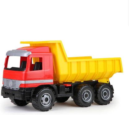 Lena 02031 - Strong Giant Dump Truck Mercedes Benz Actros, Dump Truck Approx. 63 cm, Large Dump Truck with 3 Axles and Lockable Dump Body, Robust Construction Site Toy Vehicle for Children from 3