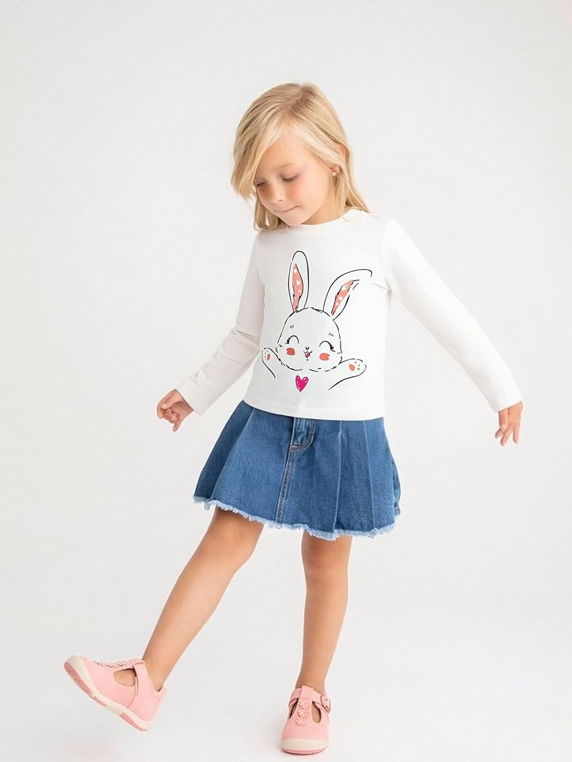 Kinder Hase Langarmshirt für Mädchen Jungen Baumwolle Rundhals Langarm Shirt Ostergeschenke Cartoon Bunny Oberteile Tops 2-7 Jahre