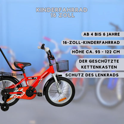MIRAVO Kinderfahrrad Fahrrad Kinder Ab 2 Bis 8 Jahre Mit Stützrädern Schubstange V-Brake Bremsen Rückstrahl Aufkleber 12 16 20 Zoll Radgröße Korb Für Junge Spark - Meloni2