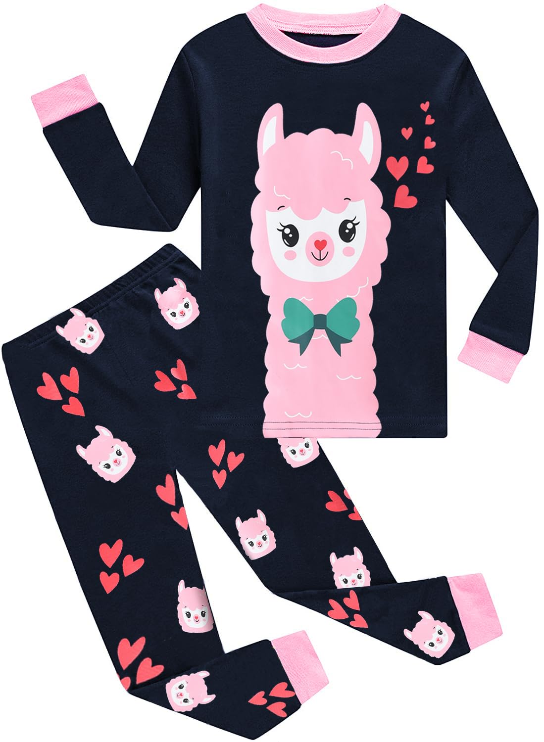 EULLA Children's Pyjamas Girls Long Sleeve Winter Pyjama Set Cotton Mermaid Unicorn Princess Cat Dino Two Piece Sleepwear 92 98 104 110 116 122