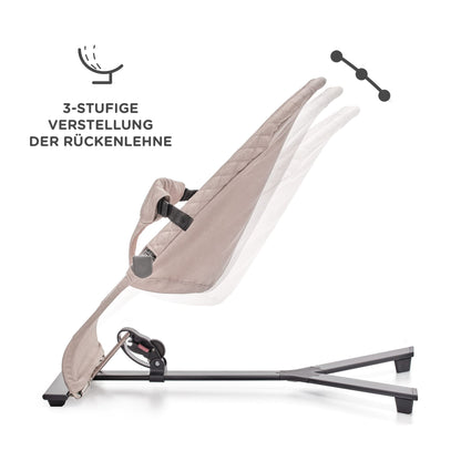 Kinderkraft MIMI Baby Rocker Play Bar with 2 Toys, Adjustable Backrest, Soft Material, Minimalist Scandinavian Design, Foldable, Grey