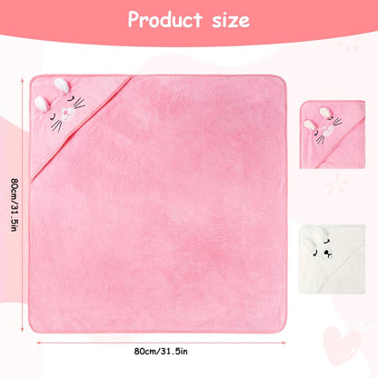 Aolso Hooded Towel Baby, 80 x 80 cm Baby Towel Hood, Baby Wash Cloth, Coral Fleece Baby Towel with Hood for Newborns, Soft and Super Absorbent, Unisex (Grey Elephant)