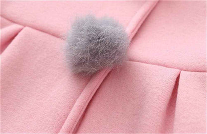 EDOTON Baby Girls' Cotton Coats Spring Autumn Winter Jackets with Hair Balls Rabbit Ear Toddler Warm Clothing