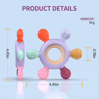 Beißring für Babys, Baby Zahnen Spielzeug aus Silikon, Ruder Greifling Beißspielzeug, BPA-frei Zahnen Nursing Zubehör für 3-6 6-12 Monate Kleinkinder, mädchen Junge Geschenk(Ruder B)