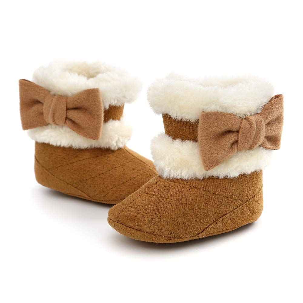 LACOFIA Baby Girls Soft Sole Winter Boots Toddler Warm Fleece Slippers Crawling Shoes