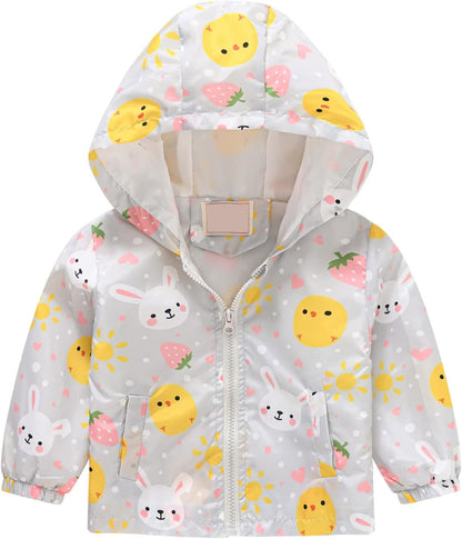 KQIVAM Children's Rain Jacket Transition Jacket Waterproof Outdoor Jacket Windproof with Hood Waterproof Jacket for Children Unisex Rainwear for Girls and Boys 