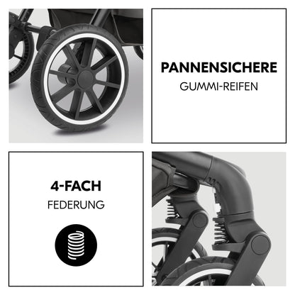 hauck 2 in 1 Kinderwagen Set ab Geburt bis 22 kg Move N Care Set, Große Babywanne, Wendbarer Buggysitz mit Liegefunktion, Teleskopgriff Gummiräder Federung, UV-Schutz 50+, Faltbar, XL Korb (Dark Grey)