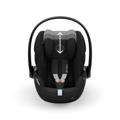 CYBEX Gold Babyschale Cloud G i-Size Comfort, Inkl. Neugeboreneneinlage, Ab Geburt bis ca. 24 Monate, Für Kinder ab 40 cm bis 87 cm, Max. 13 kg, Moon Black