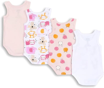 Chicco Unisex Baby Set Ärmellos Bodys aus Baumwolle Body (4er Pack)