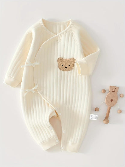 Babyfond 1 Pack Baby Bodysuit, Neugeborenes Baby warmer Baumwollbody mit Hut, 100% Baumwolle Kleinkind Homewear Verdickte Frühlings- und Herbstkleidung
