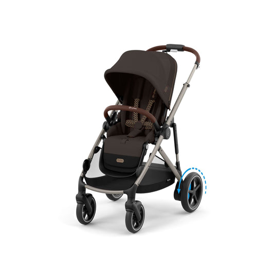 CYBEX Gold Kinderwagen e-GAZELLE S, Ab Geburt bis ca. 4 Jahre, Max. 22 kg (Single-Modus) / 2x 22 kg (Duo-Modus), All-in-1-System mit E-Antrieb und 20+ Konfigurationen, Stone Grey