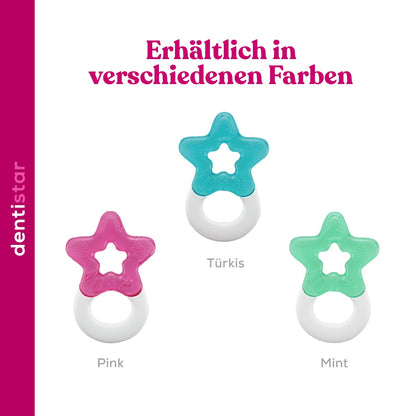 Dentistar Kühlbeißring 2er-Set – Beißring Baby ab 3 Monate – Kühlende Zahnungshilfe und Beißspielzeug für Babys und Kleinkinder - BPA frei - Türkis