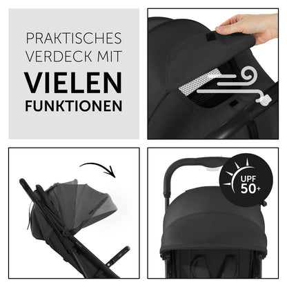 hauck Travel N Care, Dark Olive - Reise Buggy für Kinder ab Geburt bis 22 kg - mit Liegefunktion - Leicht 6,9 kg & Kompakt - Klein Zusammenklappbar - UPF 50+ - EVA Räder - Korb bis 3 kg