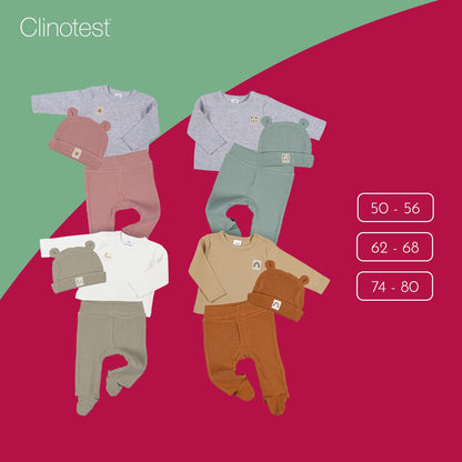 Clinotest Baby Romper Set - 3-Piece Baby Clothes for Girls & Boys 0-6 Months - Hat, Shirt, Trousers - Soft Cotton, Elastic Waistband, Breathable - Perfect for Newborns & Toddlers